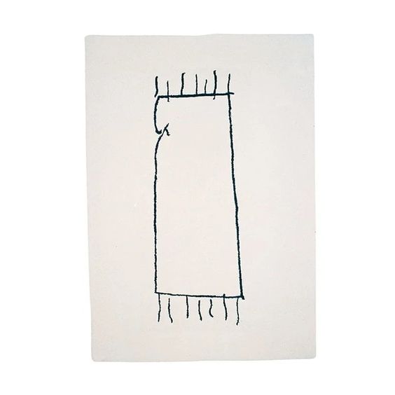 Designed by Jonas Bohlin 1997. Hand tufted rug with set base colors and pattern in a contrasting color.