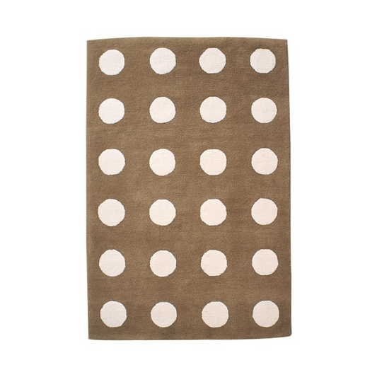 Designed by Pia Wallén 1994.  Hand-tufted rug with set base colors and a dot pattern in white. 