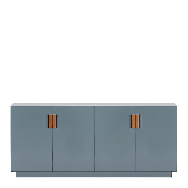 Designed by Anya Sebton and Eva Lilja Löwenhielm 2014.  Storage unit with 2 folding doors and handles in leather with 2 compartments and 2 lacquered shelves.