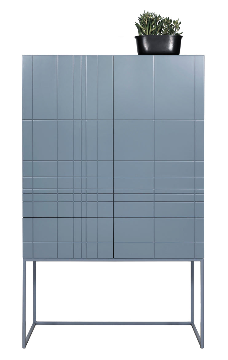 Designed by Claesson Koivisto Rune 2011.  Cabinet in lacquered MDF with lacquered metal stand in the same color. The cabinet has two doors and two drawers—inside a drawer in birch.