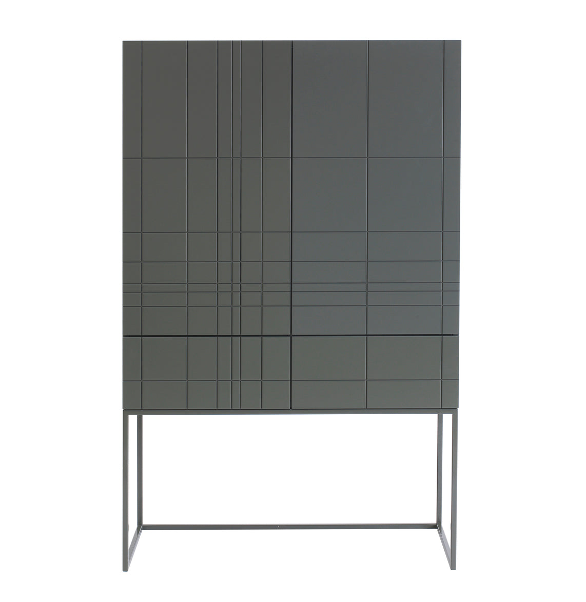 Designed by Claesson Koivisto Rune 2011.  Cabinet in lacquered MDF with lacquered metal stand in the same color. The cabinet has two doors and two drawers—inside a drawer in birch.