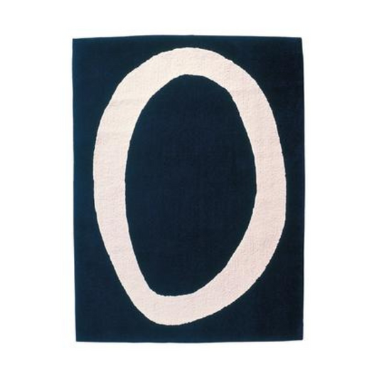 Designed by Kristina Råström 1998.  Hand-tufted rug with pattern in contrasting colors. 