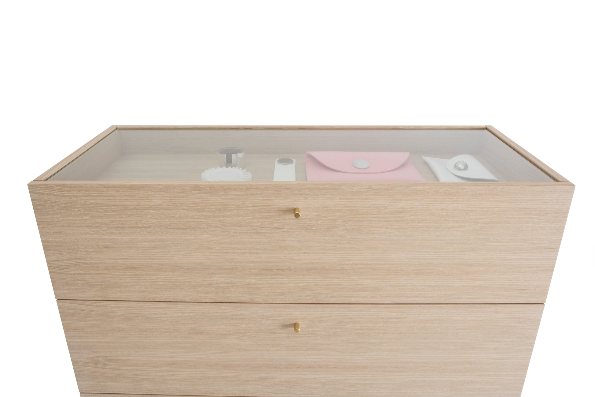 Designed by Broberg ans Ridderstråle 2012.  Storage unit with 2 doors. Top in transparent glass for display or in solid stone.