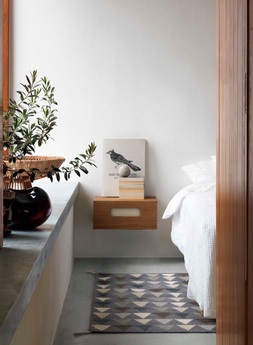 Designed by Thomas Sandell 2010. Hand woven Kelim rug with pattern in contrasting colors. The kelim yarn is selected to be extra soft and lustrous. 