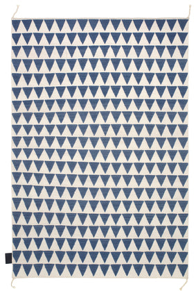 Designed by Thomas Sandell 2010.  Hand woven Kelim rug with pattern in contrasting colors. The kelim yarn is selected to be extra soft and lustrous. 