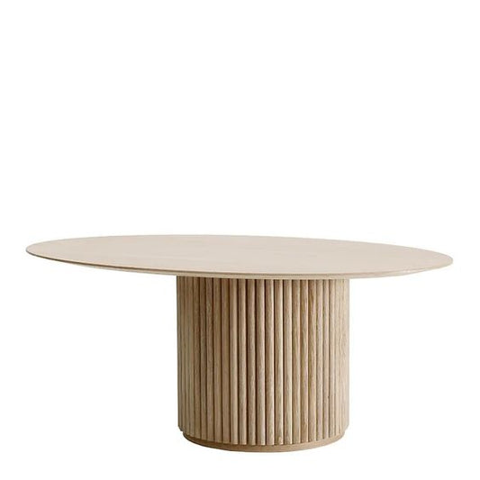 Designed by Anya Sebton and Eva Lilja Löwenhielm 2018.  Oval coffee table with base in solid oak or ash panels. Top in veneer with a solid oak edge in the same color as the base. Available in multiple color options.