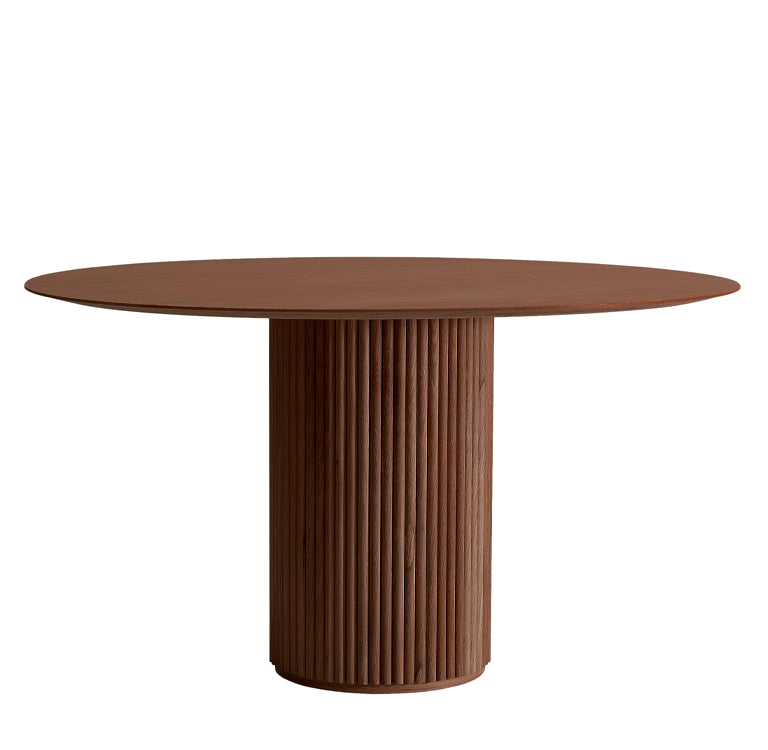 Designed by Anya Sebton and Eva Lilja Löwenhielm 2018.  Round table with base in solid oak or ash panels. Top in veneer with a solid oak edge in the same color as the base. Available in multiple color options.