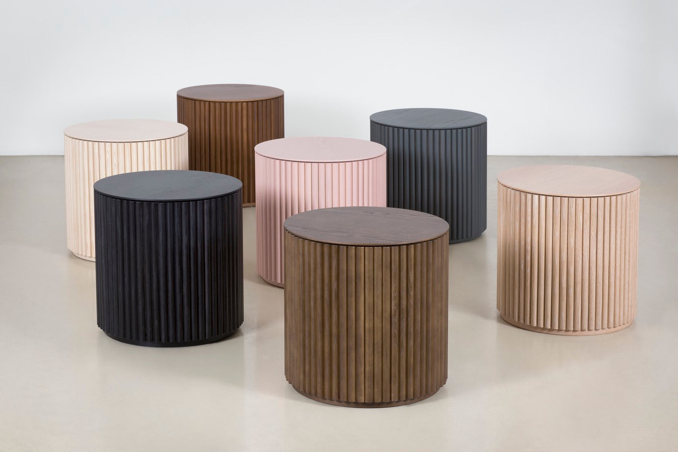 esigned by Anya Sebton and Eva Lilja Löwenhielm 2018.  Side and Coffee table with base in solid oak or ash panels. Top in veneer with a solid oak edge in the same color as the base. Available in multiple color options.