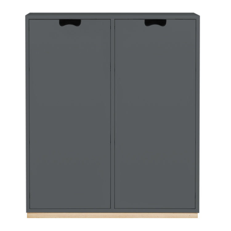 Designed by Thomas Sandell and Jonas Bohlin 1994.  The classic Snow Cabinet E has 2 soft-closing doors, a middle partition, and four shelves. Extra shelves can be ordered. Choose between two depths.