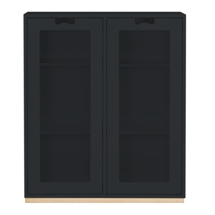 Designed by Thomas Sandell and Jonas Bohlin 1994.   The classic Snow Cabinet E has 2 soft-closing glass doors, a middle partition, and four shelves. Extra shelves can be ordered.  Choose between two depths.