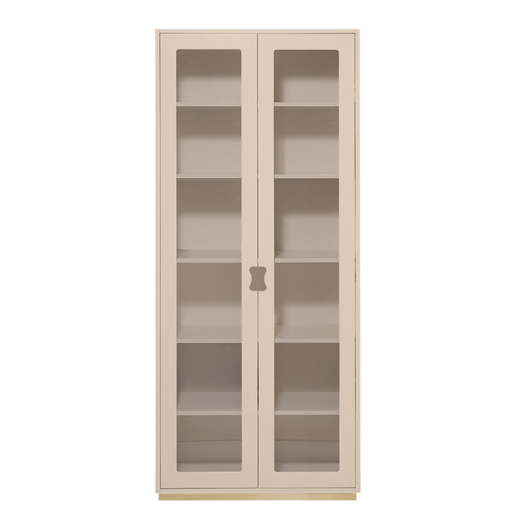 Designed by Thomas Sandell and Jonas Bohlin 1994. The classic high Snow Cabinet F has two soft-closing glass doors, 4 adjustable lacquered shelves, and 1 fixed shelf. Extra shelves can be ordered. Choose between two depths.