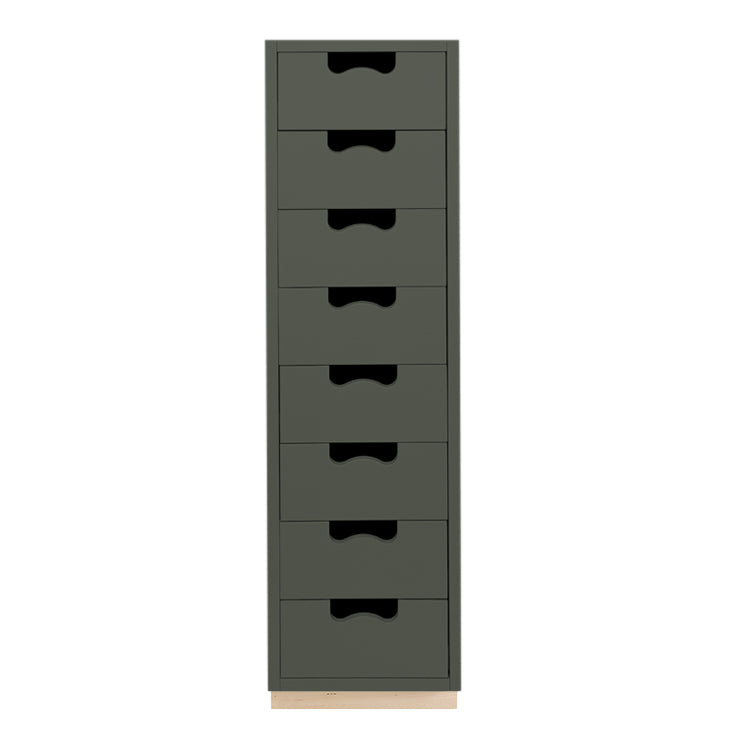 Designed by Thomas Sandell and Jonas Bohlin 1994. The classic tall Snow J8 Drawer has 8 soft-closing drawers.