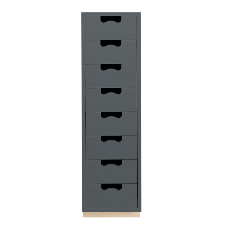 Designed by Thomas Sandell and Jonas Bohlin 1994. The classic tall Snow J8 Drawer has 8 soft-closing drawers.