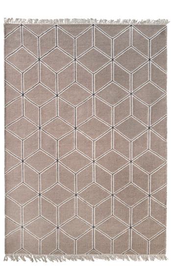 Designed by Emma Olbers 2014.  Hand-woven dhurrie rug. The wool used in this rug has natural colors and gives the fabric a melange look. Set base and pattern colors.