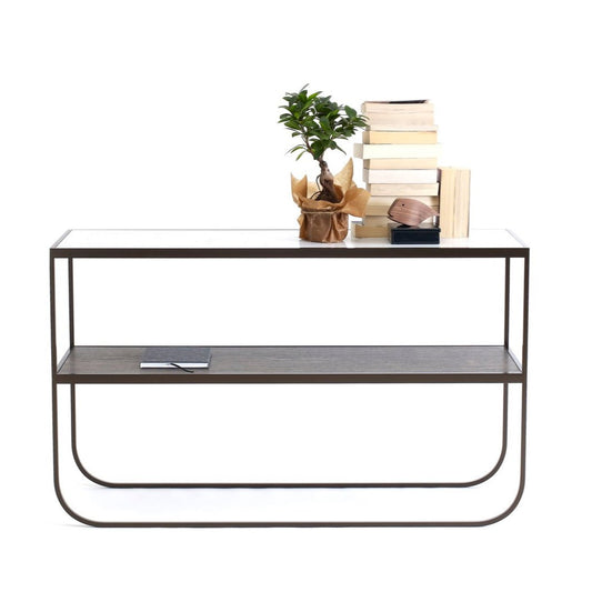 Designed by Broberg and Ridderstråle 2011.  Console table with a bent metal structure.