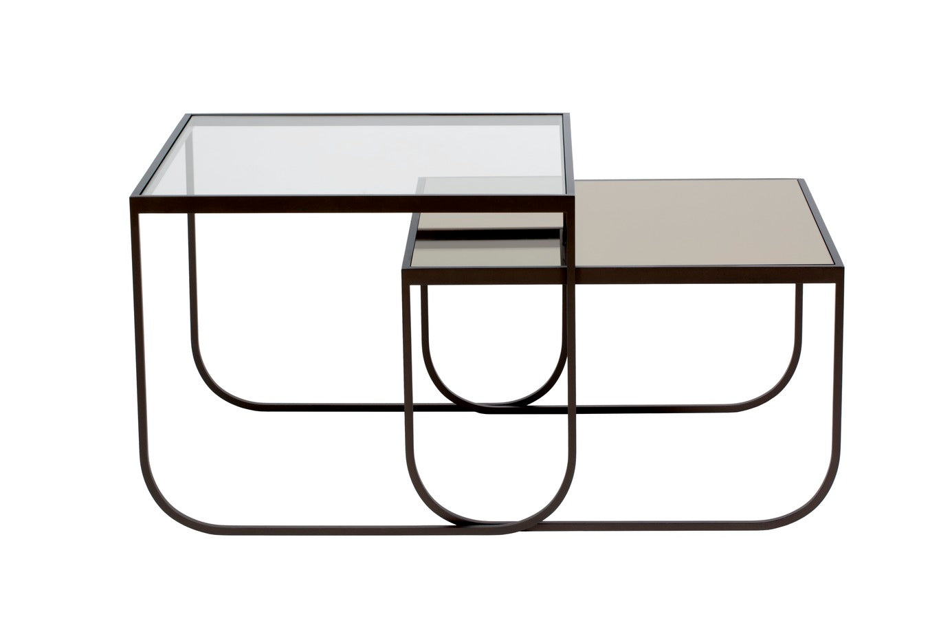 Designed by Broberg and Ridderstråle 2011. Coffee table with a bent metal structure. Tati Coffee Table 63,5 High can be slid over Tati Coffee Table 63,5 Low.