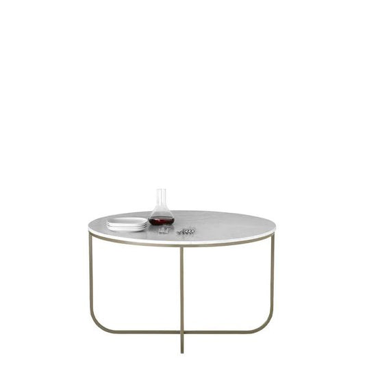 Designed by Broberg and Ridderstråle 2012.  Round dining table with lacquered frame and stone top.