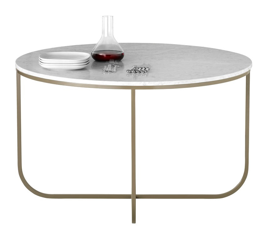 Designed by Broberg and Ridderstråle 2012.  Round dining table with lacquered frame and stone top.