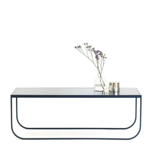 Designed by Broberg and Ridderstråle 2011.  Lounge table with a bent metal structure. Tati Lounge 120 can be slid under Tati Lounge 65.