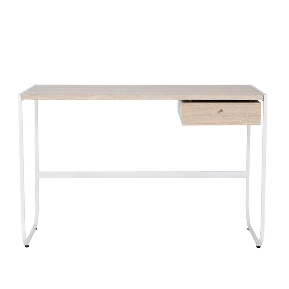 Designed by Broberg and Ridderstråle 2012. Desk with a bent metal structure with 1 drawer in the same veneer as the desktop. Polyurethane treated oak. It is delivered fully assembled.