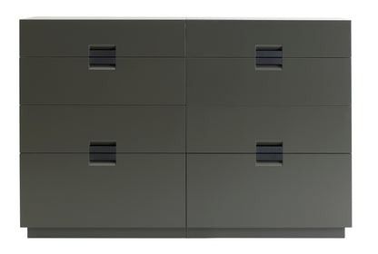 Designed by Anya Sebton and Eva Lilja Löwenhielm 2014.  Storage unit with 4 drawers and handles in leather. 1 medium, 2 large and 1 XL drawer.&nbsp;&nbsp;