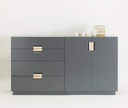 Designed by Anya Sebton and Eva Lilja Löwenhielm 2014.  Storage unit with 2 medium and 2 large drawers.