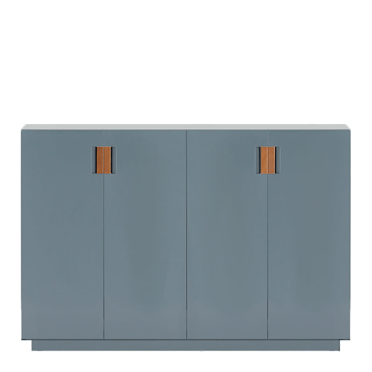 Designed by Anya Sebton and Eva Lilja Löwenhielm 2014.  Storage unit with 2 folding doors and handles in leather with 2 compartments and 2 lacquered shelves. 