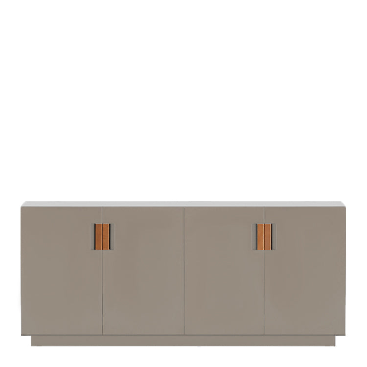 Designed by Anya Sebton and Eva Lilja Löwenhielm 2014.  Storage unit with 2 folding doors and handles in leather with 2 compartments and 2 lacquered shelves. 