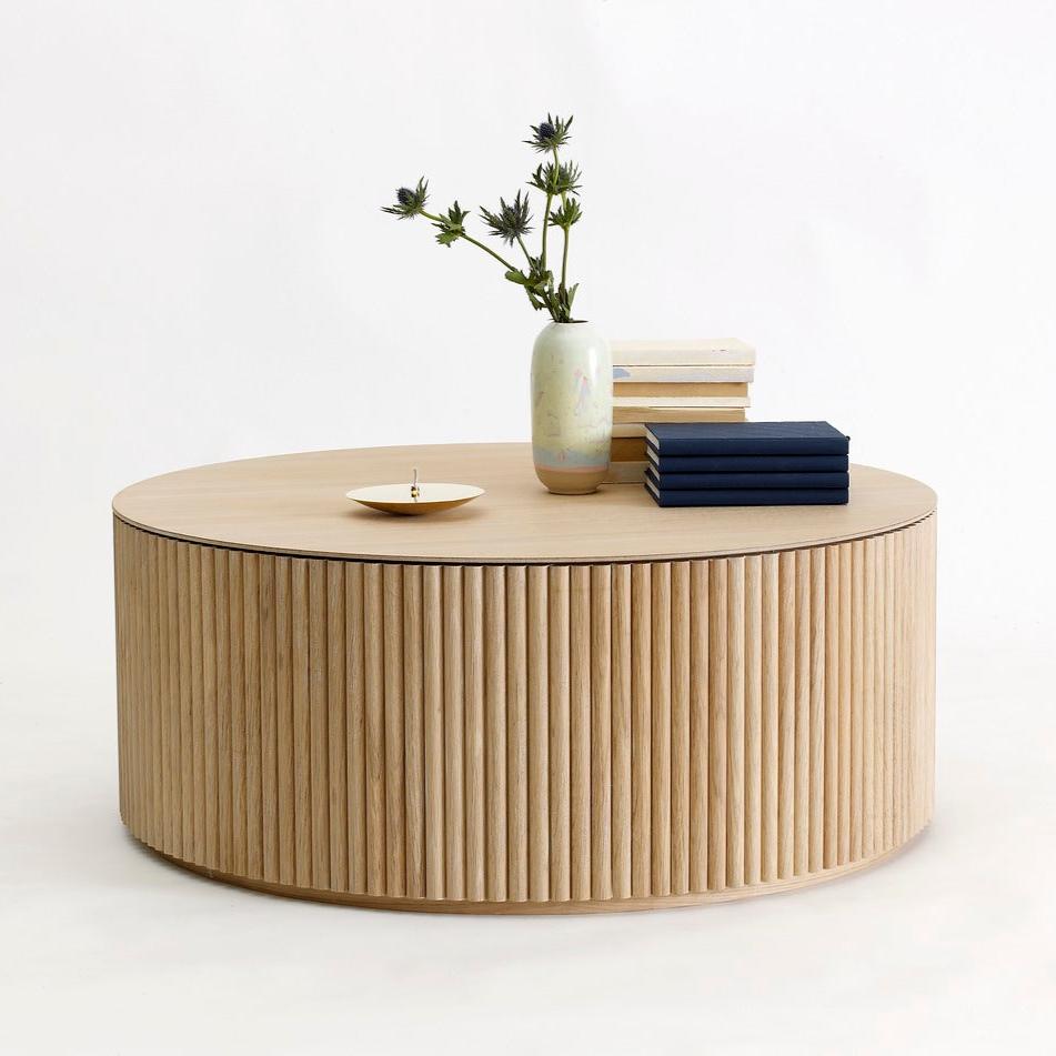 Designed by Anya Sebton and Eva Lilja Löwenhielm 2018  Coffee table with base in solid oak or ash panels. Top in veneer with a solid oak edge in the same color as the base. Available in multiple color options. 