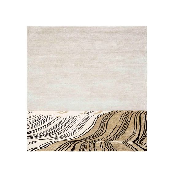 The Horizon Field rug has a field landscape, hand-cut details, and mixed compositions of yarn in a fixed blend. It is made of a special wool and Tencel blend. Horizon is designed to be hung on the wall or lay on the floor.