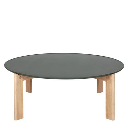 Designed by Daniel Lavonius Jarefeldt 2023.  Iris round coffee table with a monochrome top with&nbsp;a distinctive raised edge. This comes in four colors that can be nicely combined in a setting with stone tops. Available in all three sizes.