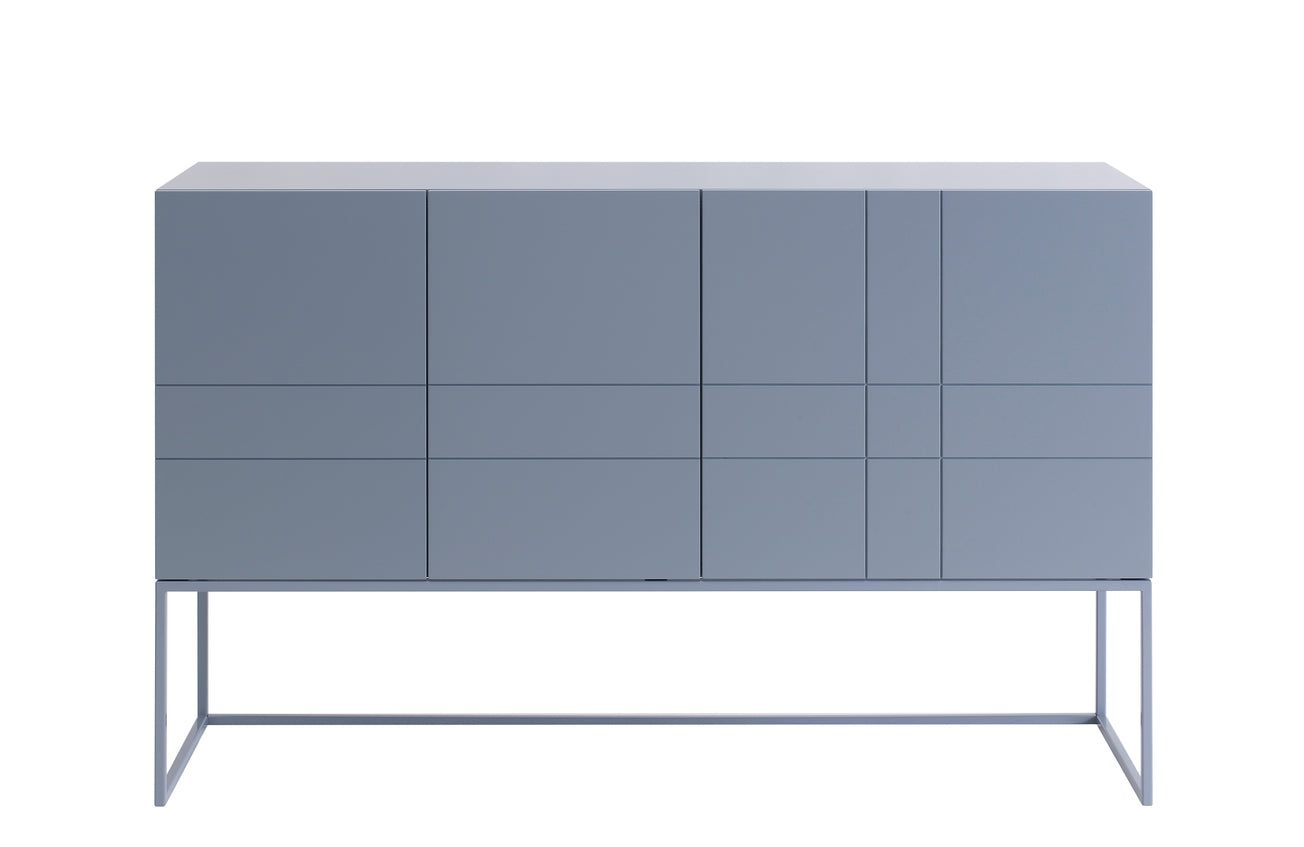 Designed by Claesson Koivisto Rune 2011.  Cabinet in lacquered MDF with lacquered metal stand in the same color. Opening in the back for ventilation or cables.