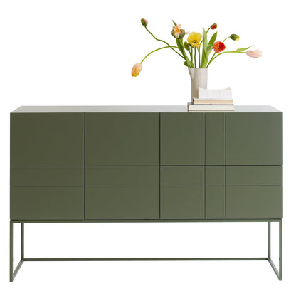 Designed by Claesson Koivisto Rune 2011.  Cabinet in lacquered MDF with lacquered metal stand in the same color. Opening in the back for ventilation or cables.