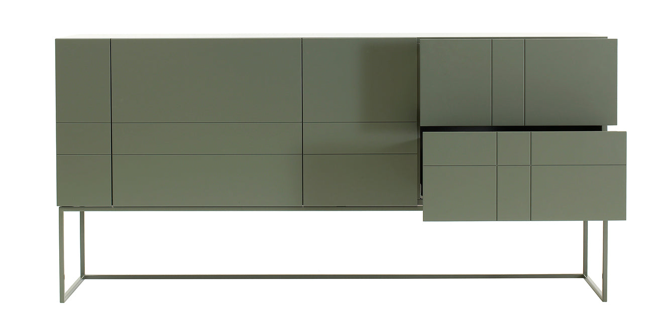 Designed by Claesson Koivisto Rune 2011.  Cabinet in lacquered MDF with lacquered metal stand in the same colour. Opening in the back for ventilation or cables.