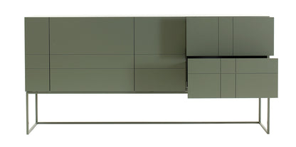 Designed by Claesson Koivisto Rune 2011.  Cabinet in lacquered MDF with lacquered metal stand in the same colour. Opening in the back for ventilation or cables.