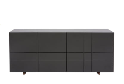 Designed by Claesson Koivisto Rune 2008.  Cabinet with three doors with one removable shelf behind each door. Opening on the back for ventilation or cables.
