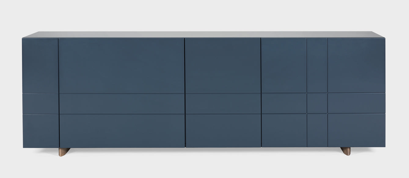 Designed by Claesson Koivisto Rune 2008.    The Kilt Sideboard 180 (Doors) has four doors with one removable shelf behind each door. Opening on the back for ventilation or cables.