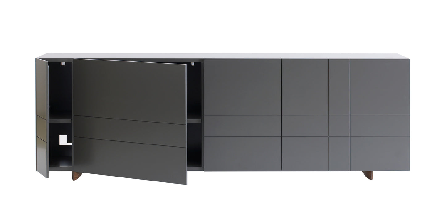 Designed by Claesson Koivisto Rune 2008.    The Kilt Sideboard 180 (Doors) has four doors with one removable shelf behind each door. Opening on the back for ventilation or cables.