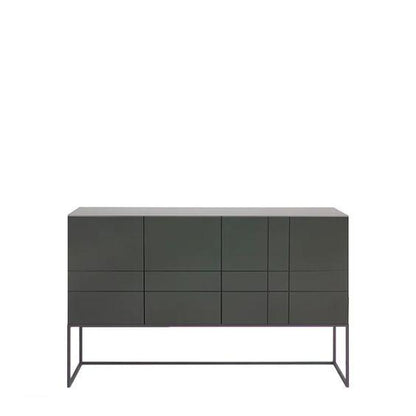 Designed by Claesson Koivisto Rune 2011.  Cabinet in lacquered MDF with lacquered metal stand in the same color. Opening in the back for ventilation or cables.