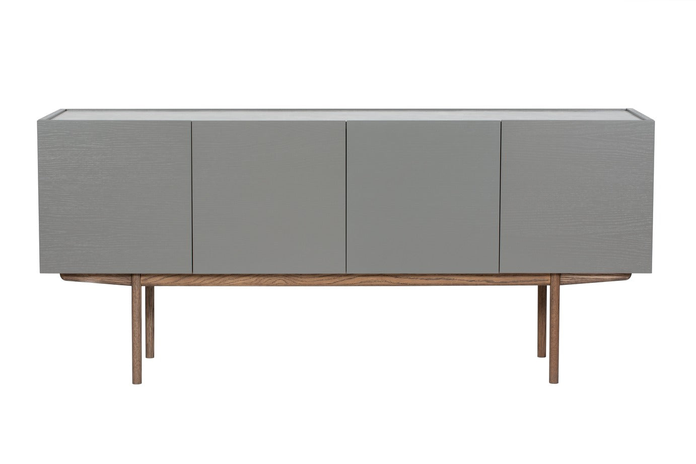 Designed by Broberg and Ridderstråle 2012.  Storage in lacquered oak veneer with a wooden base and stone top. Cabinet with two compartments and four doors. One shelf in each compartment.