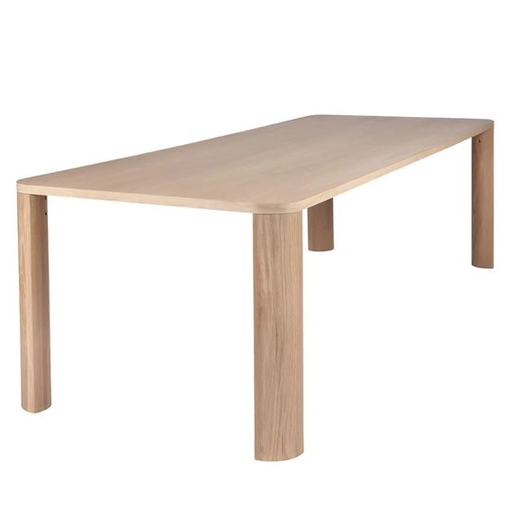 Designed by Moa Sjöberg 2021/22.  Moci is a handcrafted and generous table for dining or conference purposes with massive oak legs and an oak veneer top. Available in two sizes and three colors. Made in Sweden.