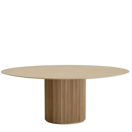 Designed by Anya Sebton and Eva Lilja Löwenhielm 2018.  Round table with base in solid oak or ash panels. Top in veneer with a solid oak edge in the same color as the base. Available in multiple color options. 