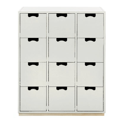 Designed by Thomas Sandell and Jonas Bohlin 1994.   The classic Snow Drawer B has 12 soft-closing drawers.