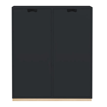 Designed by Thomas Sandell and Jonas Bohlin 1994.  The classic Snow Cabinet E has 2 soft-closing doors, a middle partition, and four shelves. Extra shelves can be ordered. Choose between two depths.