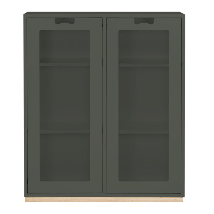 Designed by Thomas Sandell and Jonas Bohlin 1994.   The classic Snow Cabinet E has 2 soft-closing glass doors, a middle partition, and four shelves. Extra shelves can be ordered.  Choose between two depths.