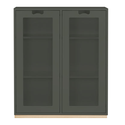 Designed by Thomas Sandell and Jonas Bohlin 1994.   The classic Snow Cabinet E has 2 soft-closing glass doors, a middle partition, and four shelves. Extra shelves can be ordered.  Choose between two depths.