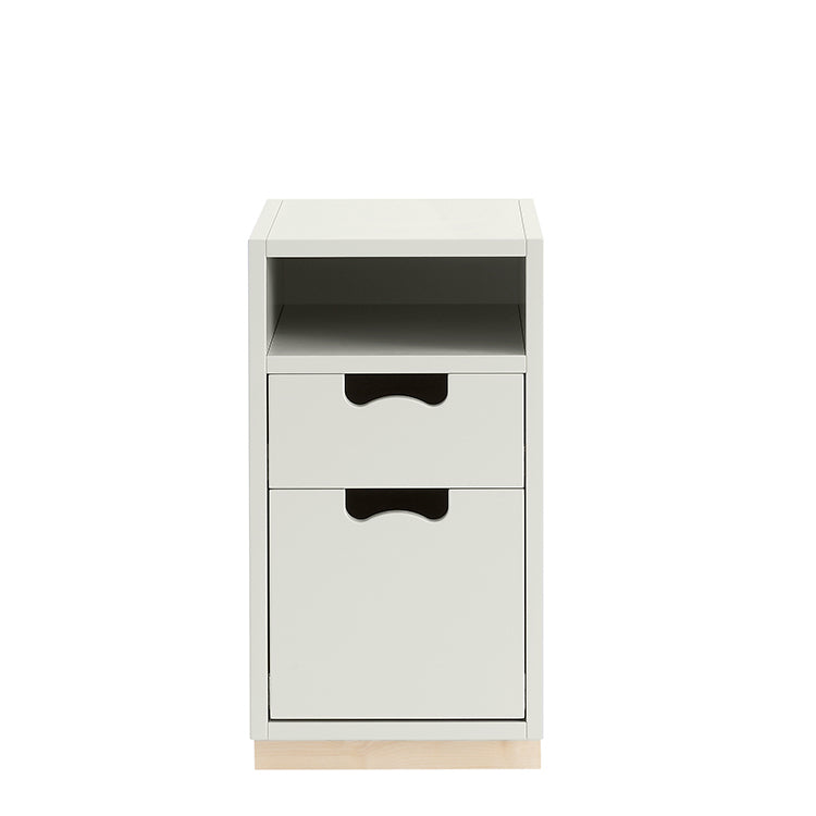 Designed by Thomas Sandell and Jonas Bohlin 1994.  The bedside or office unit Snow Drawer G3 has 2 soft-closing drawers.