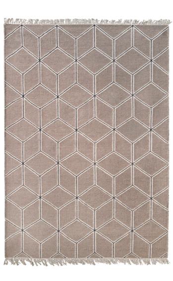 Designed by Emma Olbers 2014.  Hand-woven dhurrie rug. The wool used in this rug has natural colors and gives the fabric a melange look. Set base and pattern colors. 