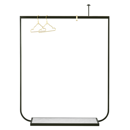 Designed by Broberg and Ridderstråle 2011.  Floor-standing coat hanger/rack in metal with brass details and stone base. Hooks and knobs in matte brass are sold separately.