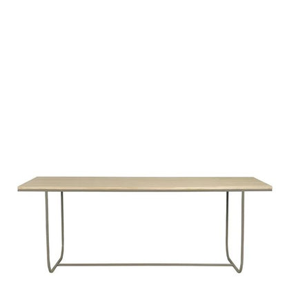 Designed by Broberg and Ridderstråle 2012.  Dining or work table with a frame in lacquered metal and a table top in selected oak veneer with an overhang of 29 cm on each short side.